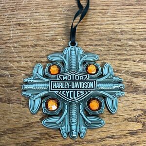 Harley-Davidson Orange Jeweled & heavy metal ornament 2020 euc